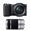 Sony NEX-5R Black 16.1 MP Compact Interchangeable Lens Camera Bundle with Wi-Fi, Tiltable LCD, 16-50mm and 55-210mm Zoom Lenses