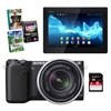 Sony NEX-5R Noir 16,1 MP Objectif interchangeable Compact Camera Bundle Wi-Fi avec objectif 18-55mm, tablette Sony Xperia 16 Go, 8 Go Class 10 Carte SD et Creativity Suite photo