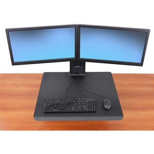 Ergotron WorkFit SR Dual Monitor Sit Stand Desktop Workstation Black