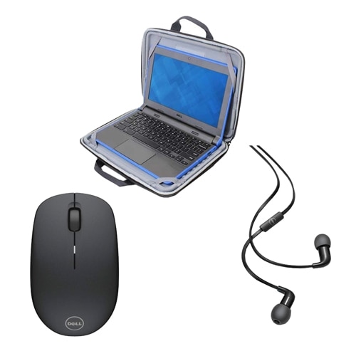 Dell Education Work In Case S with Wireless Mouse WM126 Black and In Ear Headset IE600 00001