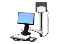 Ergotron StyleView Sit Stand Combo System with Medium Silver CPU Holder