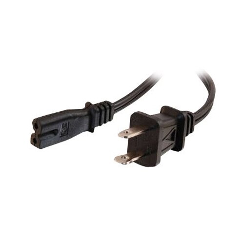 CablesToGo C2G 6ft 18 AWG 2 Slot Polarized Power Cord Nema 1 15P to IEC320C7 power cable 6 ft 27399