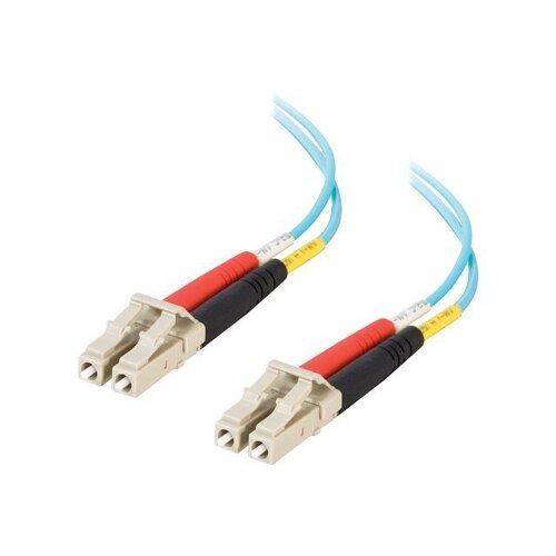 CablesToGo C2G LC LC 10Gb 50 125 OM3 Duplex Multimode Fiber Optic Cable Plenum Rated patch cable 16.4 ft aqua 36235