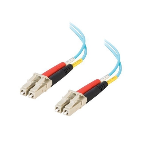 CablesToGo C2G LC LC 10Gb 50 125 OM3 Duplex Multimode Fiber Optic Cable Plenum Rated patch cable 10 ft aqua 36233