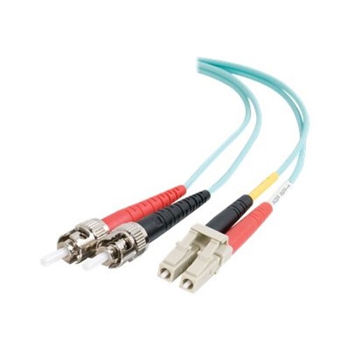 CablesToGo C2G 2m LC ST 10Gb 50 125 OM3 Duplex Multimode Fiber Optic Cable Plenum CMP Rated Aqua patch cable 6.6 ft aqua 36242