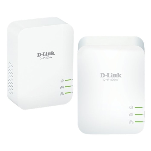 DLink Systems D Link PowerLine AV2 600 Gigabit Starter Kit DHP 601AV Bridge GigE HomePlug AV Hpav wall pluggable pack of 2