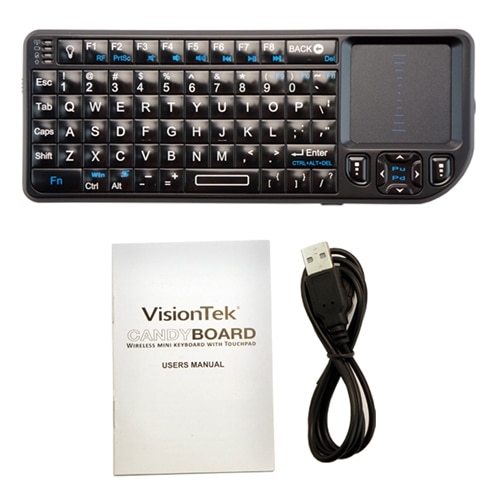 VisionTEK Candyboard Universal Wireless 2.4GHZ RF Mini Qwerty Keyboard Black 900319