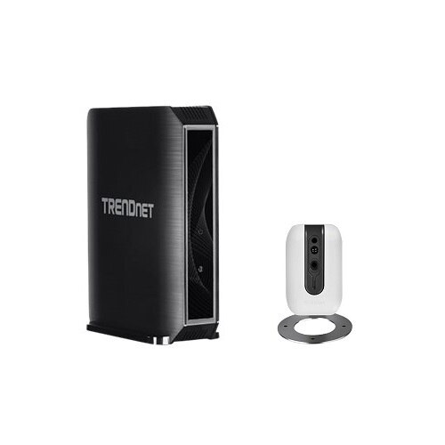 Trendnet TEW 824DRU Wireless router 4 port switch GigE 802.11a b g n ac Dual Band with TV IP762IC HD Wireless Day Night Cloud Camera network surveillance camera TEW 824DRU?BN