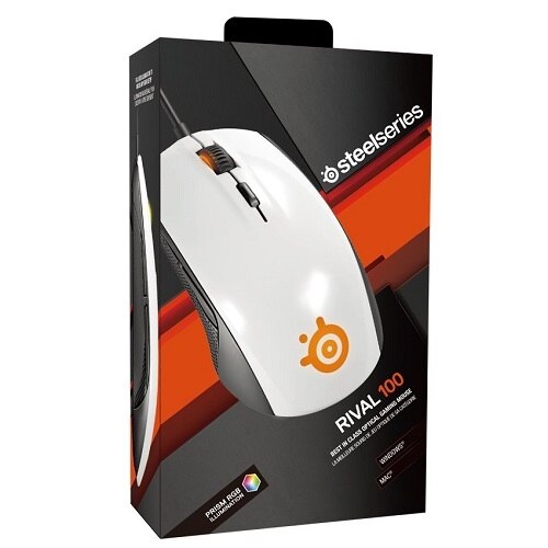 SteelSeries Rival 100 Mouse optical 6 buttons wired USB white 62335