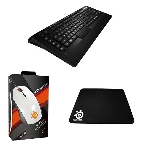 SteelSeries Apex 300 Keyboard with Rival 100 Optical Mouse and QcK Mouse Pad BNDL 64450 62341 QCK
