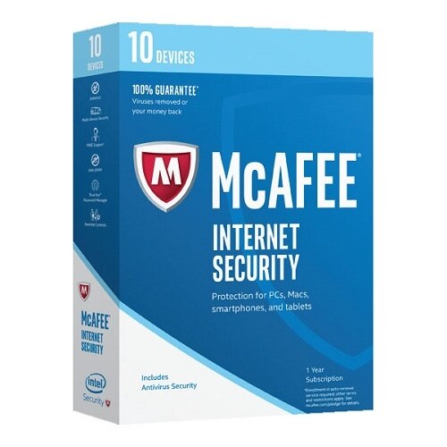 McAfee Internet Security 2017 Subscription license 1 year 10 devices ESD Win Mac Android iOS