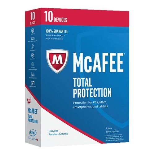 McAfee Total Protection 2017 Subscription license 1 year 10 devices ESD Win Mac Android iOS