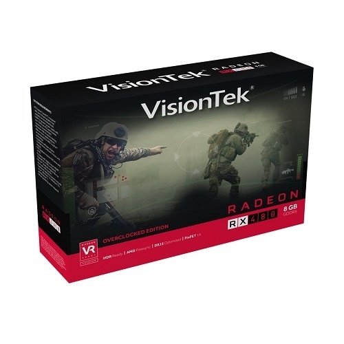 VisionTEK Radeon RX 480 Overclocked 8GB GDDR5 Rear Blower 4M 3x DP Hdmi 900898