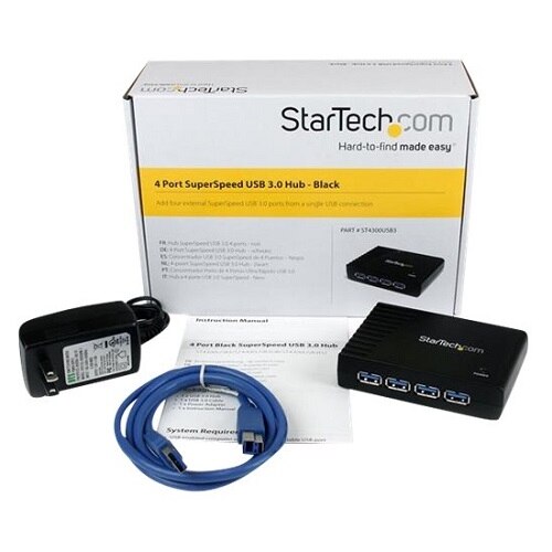 Startech.COM 4 Port Black SuperSpeed USB 3.0 Hub ST4300USB3