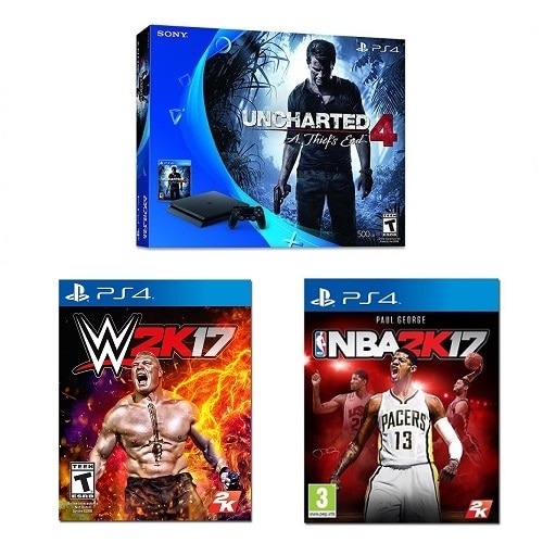 Sony PlayStation 4 Game console HDR 500 GB HDD jet black Uncharted 4 A Thief s End NBA 2K17 WWE 2K17 SNY KT UC4 2K17