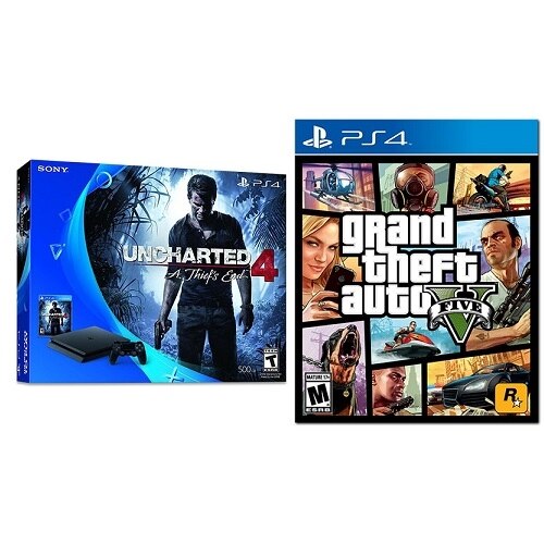 Sony PlayStation 4 Game console HDR 500 GB HDD jet black Grand Theft Auto V Uncharted 4 A Thief s End SNY KT UC4 GTA