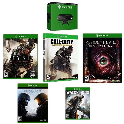 Microsoft Corporation Factory Recertified Xbox One 1TB Ryse Son of Rome Halo 5 Call of Duty Advanced Warfare Resident Evil Revelations 2 Watch Dogs XBOX1TB5GAME