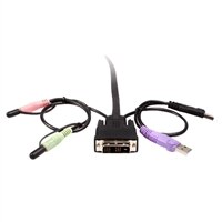 2 Port USB DVI Cable KVM Switch with Audio