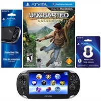 Playstation VITA Bundle with Uncharted Golden Abyss, 8GB Vita Memory Card and Protective Film 2-pack