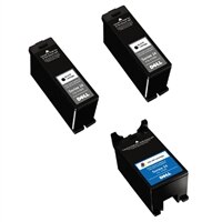 Dell Series 24 3-Pack Ink Bundle: 2 x Single Use High Yield Black Cartridge (Series 24) / 1 x Single Use High Yield Color Cartridge (Series 24)