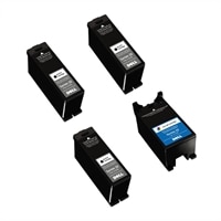 Dell Series 22 4-Pack Ink Bundle: 3 x Single Use High Yield Black Cartridge (Series 22) / 1 x Single Use High Yield Color Cartridge (Series 22)