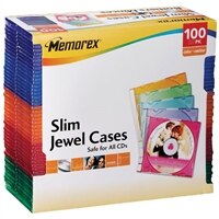 Multi-Color Slim CD Jewel Cases - 100-Pack