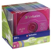 700 MB 2X-4X CD-RW - 20-Pack in Matching Color Slim Cases