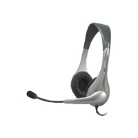 AC-201 Speech Recognition Wired  Stereo Headset with Boom Microphone - Silver