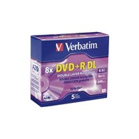 8.5 GB 8X Branded DVD+R DL Discs with Jewel Case - 5-Pack