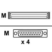 4-Port AccelePort Xp DTE DB-25M Straight Fan-out Cable