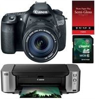 CANON Canon EOS 60D 18MP SLR Camera bundle with EF-S 18-135mm Lens, Pixma PRO-100 InkJet Printer, SG-201 Photo Paper Plus Semi-Gloss and Kingston 16GB Memory Ca