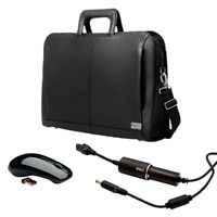 Dell Leather Attache Carrying Case and Auto-Air 90-Watt Power Adapter with WM311 Wireless Mouse