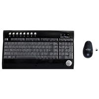 Seal Shield Silver Surf USB Multimedia Keyboard and Wireless Laser Mouse Combo - Dishwasher Safe and Antimicrobial - Black