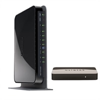 Netgear Wireless Router - Dual Band 300 + 300Mbps - 4 Gigabit Ports  and Push2 TV Wireless Display Adapter (WNDR3700 + PTV3000)