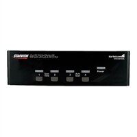 StarTech.com StarView 4 Port DVI VGA Dual Monitor KVM Switch USB with Audio & USB 2.0 Hub - Commutateur écran-clavier-souris/audio/USB - USB - 4 x KVM / audio / USB - 1 utilisateur local - Ordinateur de bureau