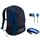 Dell Energy 17-inch Backpack with Blue In-Ear HeadPhones and WM311 3-Button Wireless Mouse Bundle