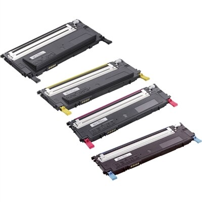 Dell 1230c Toner 4-Pack Color Bundle - 1 Black (Y924J), 1 Cyan (C815K), 1 Yellow (F479K), 1 Magenta (D593K)