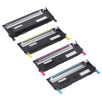 Dell 1235c Toner 4-Pack Color Bundle - 1 Black (Y924J), 1 Cyan (C815K), 1 Yellow (F479K), 1 Magenta (D593K)