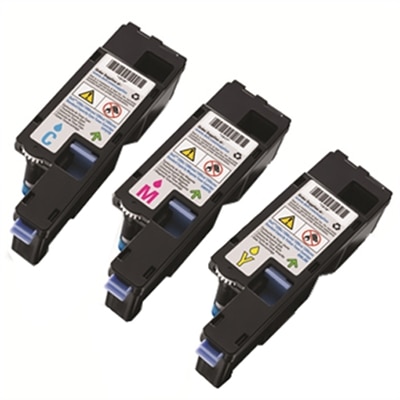 Dell 1250c Toner 3-Pack Color Bundle - 1 Cyan (C5GC3), 1 Yellow (WM2JC), 1 Magenta (XMX5D)
