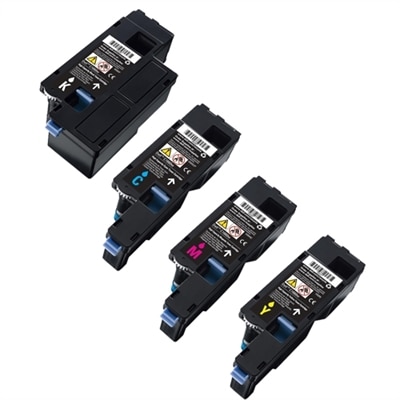 Dell C1660w Toner 4-Pack Color Bundle - 1 Black (4G9HP), 1 Cyan (DWGCP), 1 Yellow (V53F6), 1 Magenta (V3W4C)