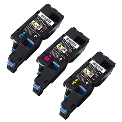 Dell C1760nw Toner 3-Pack Color Bundle - 1 Cyan (C5GC3), 1 Yellow (WM2JC), 1 Magenta (XMX5D)