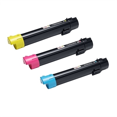 Dell C5765dn Toner 3-Pack Color Bundle - 1 Cyan (9MHWD), 1 Yellow (KDPKJ), 1 Magenta (T5P23)