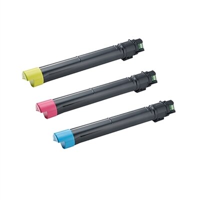 Dell C7765dn Toner 3-Pack Color Bundle - 1 Cyan (JD14R), 1 Yellow (H10TX), 1 Magenta (5Y7J4)