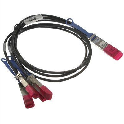 Dell Nätverks Kabel, 100GbE QSFP28 Till 4xSFP28 Passiv Direkt Bifogas Breakout Kabel, 3 Meter