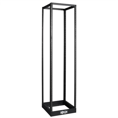 45U 4-Post Open Frame Rack square holes black Adjustable depth from 24 to 36 inches