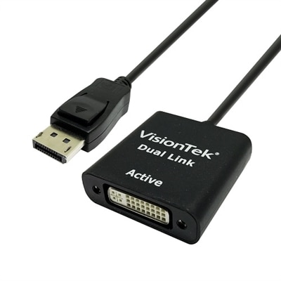 VisionTek DisplayPort to Dual Link DVI-D Active Adapter (M/F) Supports Resolution 2560x1440 at 60Hz - (900639)