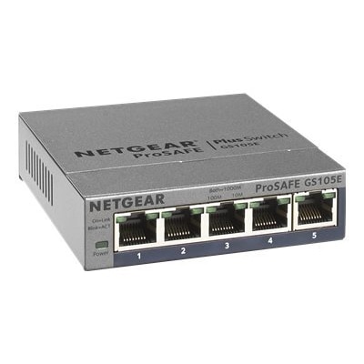 5-port NETGEAR Plus GS105Ev2 - Switch - unmanaged - 5 x 10/100/1000 - desktop