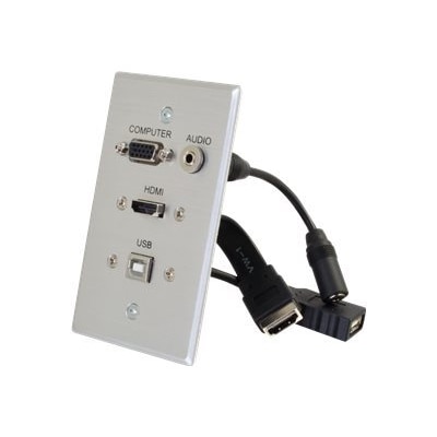 C2G HDMI, VGA, 3.5mm Audio and USB Pass Through Wall Plate - Single Gang - mounting plate