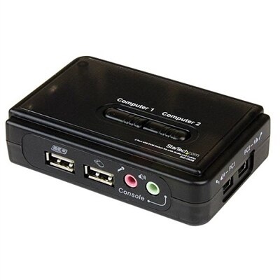 2-port StarTech.com 2 Port USB VGA KVM Switch - Single VGA - Hot-key & Audio Support - 2048x1536 @60Hz KVM Switch - K...