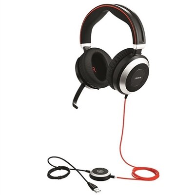 Jabra Evolve 80 MS stereo - Headset - ohrumschließend - kabelgebunden - aktive Rauschunterdrückung - 3,5 mm Stecker
